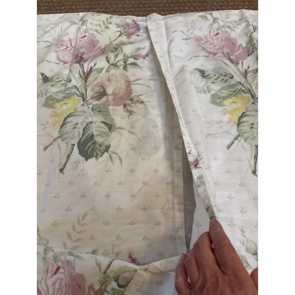 Springmaid Vintage Floral Queen Flat Sheet 2 Pillowcases Pink Rose Cottagecore